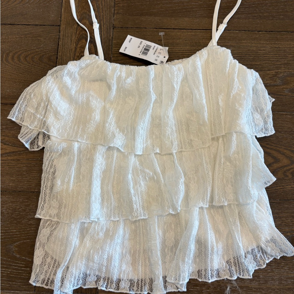 Lush White Ruffled Tiered Camisole